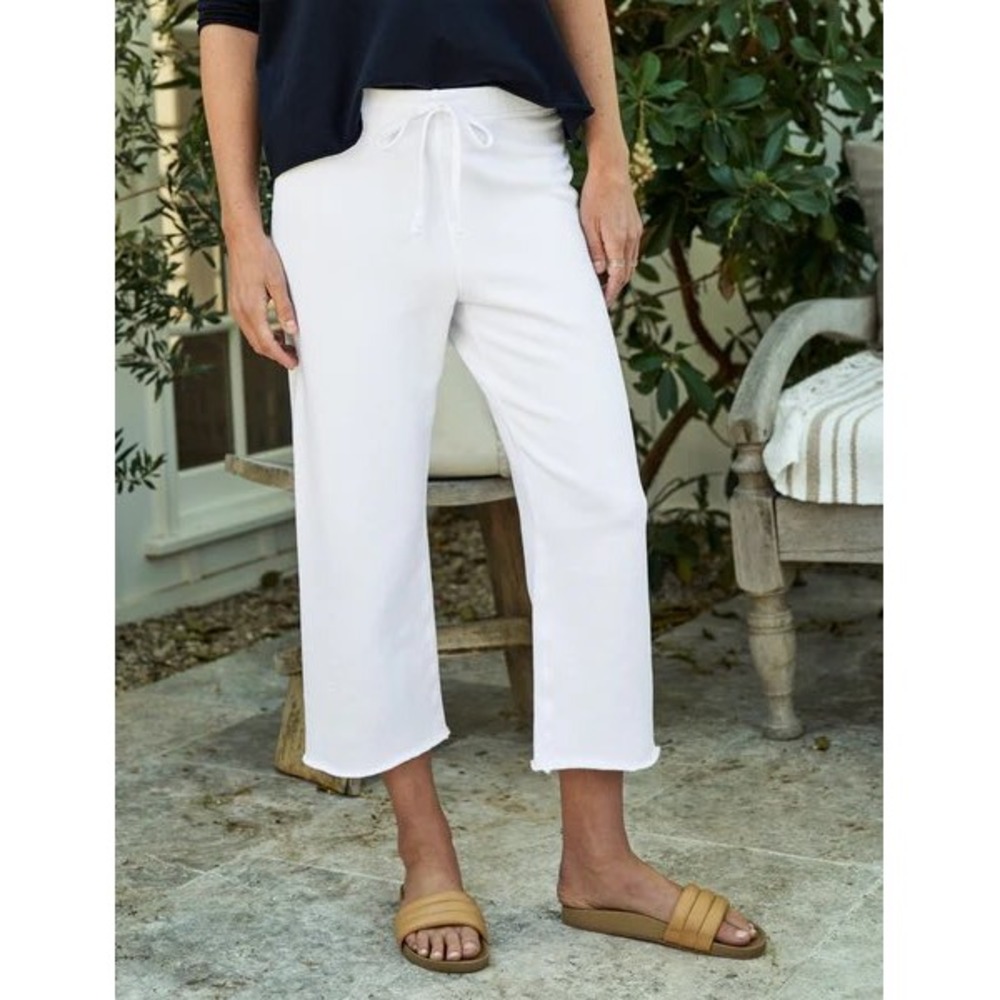 Frank & Eileen Catherine Sweatpants Women Size M White Triple Fleece Wide Leg